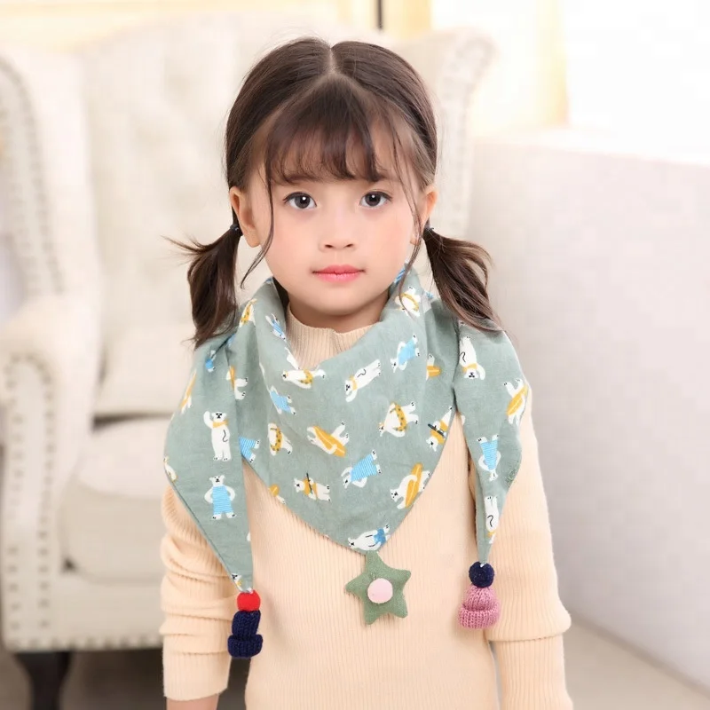 Fashion Lovely Children Designer Cotton Linen Print Scarves Scarf