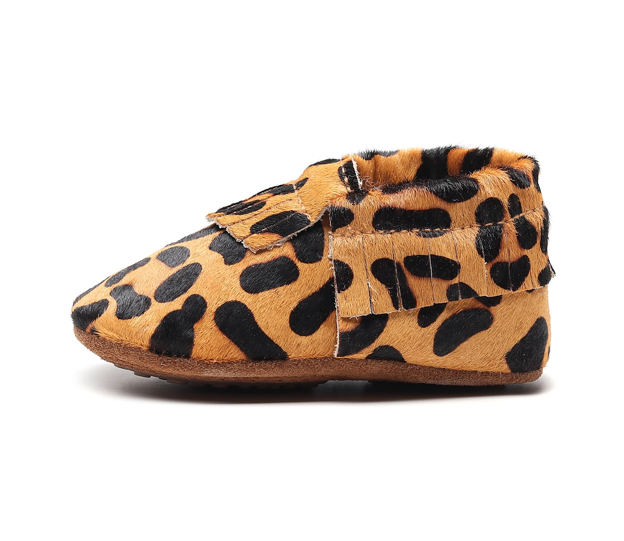 Genuine Leather Baby Boys Moccasins Plush Shoes Soft Crib Babe Leopard Print Sneakers For Newborn Kids Girl