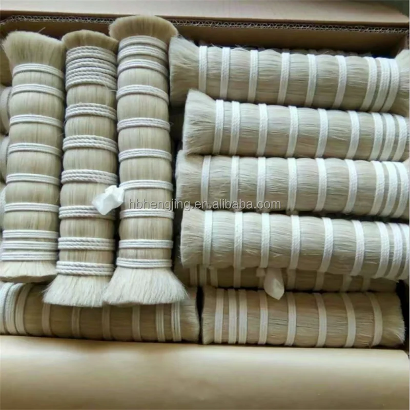 Белые смытые двойные/однослойные волосы с конским хвостом