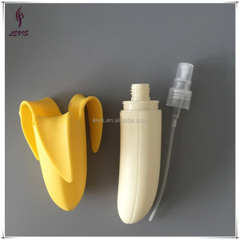 New Design 25ml Plastic Banana Spray Bottle PP Material Perfume Packing Screen Printing Hot Stamping Surface Handling