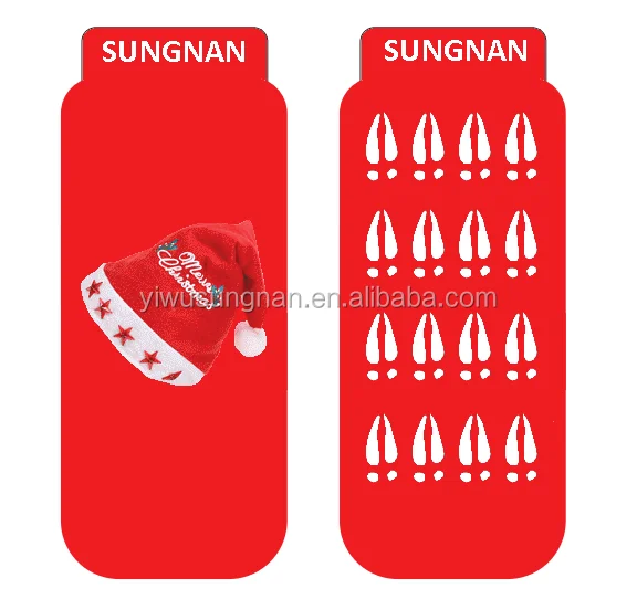 Christmas OEM Anti Slip Non Skid Slipper Rubber with grippers yoga trampoline running socks
