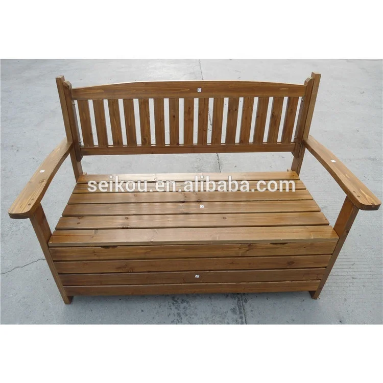 Patio Wooden Storage Bench with Open Seat