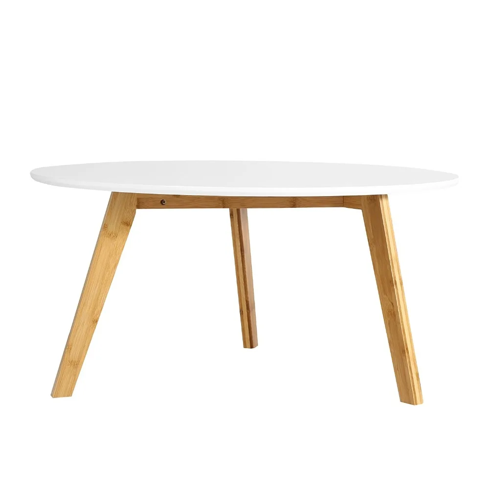 round bamboo Wood Coffee Table White for indoor and outdoor