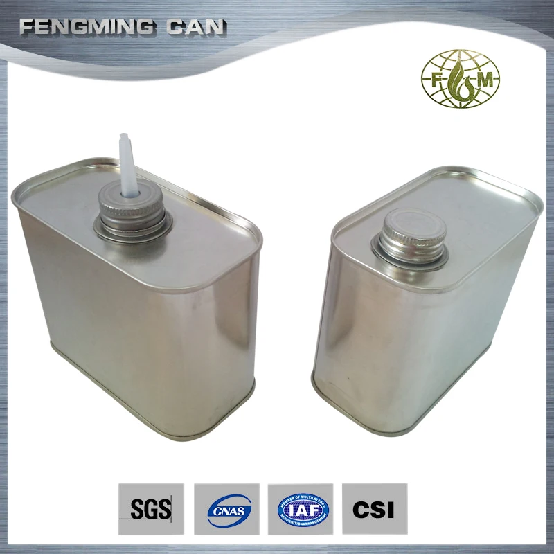 square 500ml bottle metal tin can screw top for chemical oil or glue packaging