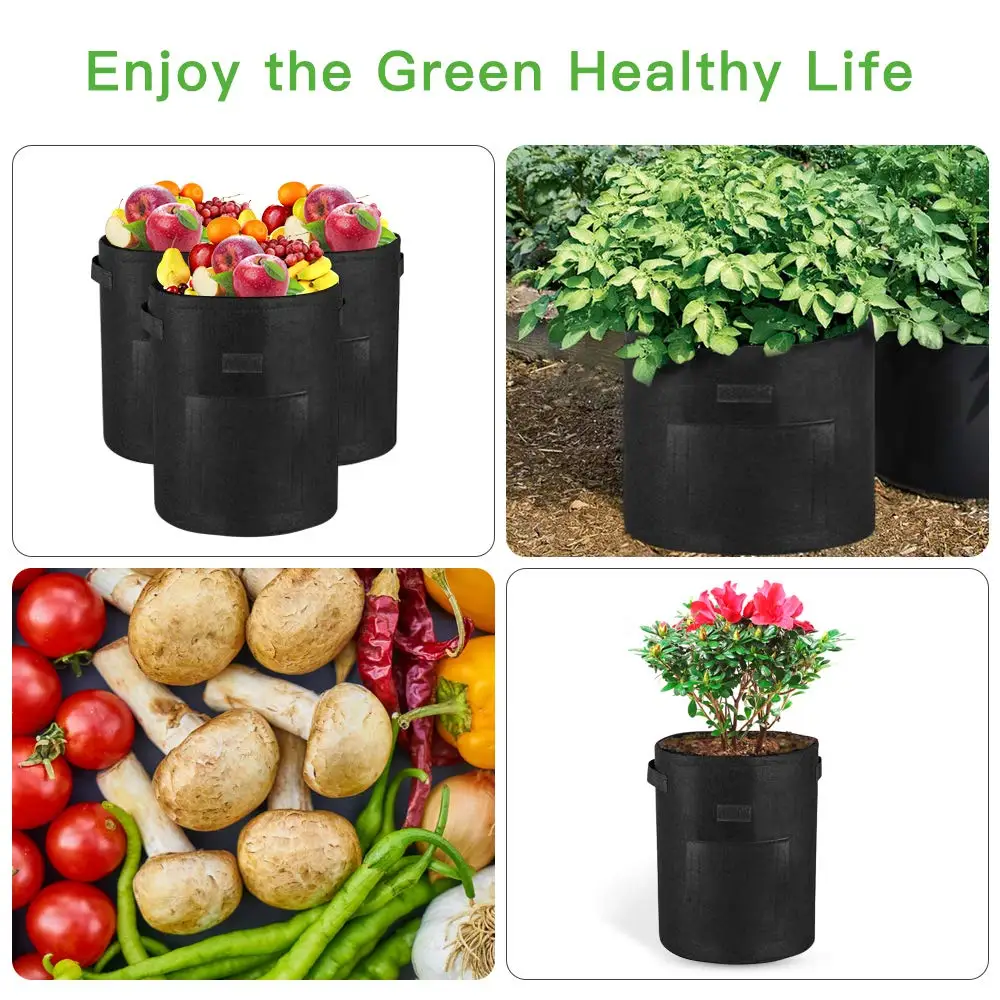 7 Gallon Potato Planter Bags with Access Flap and Handles Aeration Tomato Fabric Plant Pots for Vegetable and Fruit Growing