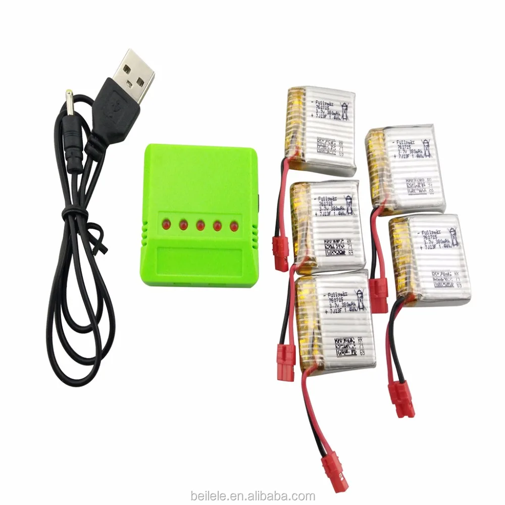 5PCS 3 7 V 380mah перезаряжаемые литий-полимерный аккумулятор и зеленый цвет 5 в 1 сбалансированное зарядное устройство для syma x21 x21w x26 D15 X10rc дрона