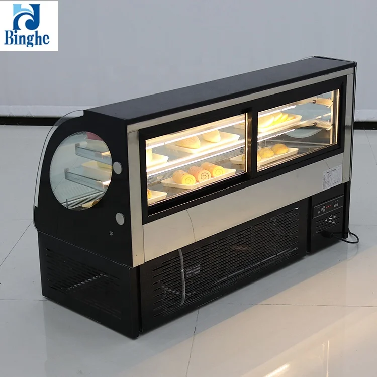 
binghe new design pastry cake bread display refrigerator arc glass door cooling showcase 