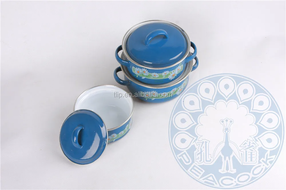 
3pc 5pc slap-up enamel casserole dark color with double ears/kitchenware pot/cook ware 