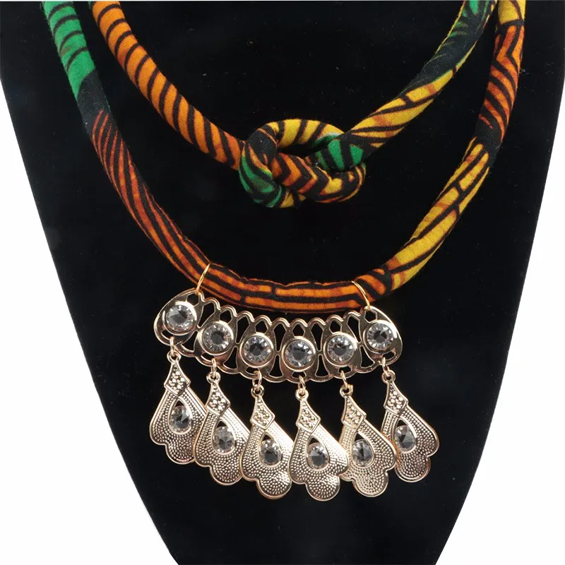 2019 ожерелье с Африканским восковым принтом, разноцветное ожерелье из Анкары ручной работы, ожерелья с узлом, Вечерний Подарок, Женская ткань ручной работы для женщин WYb26