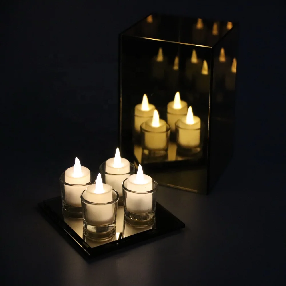 golden craft home decor gold infinity mirror cube candle holder