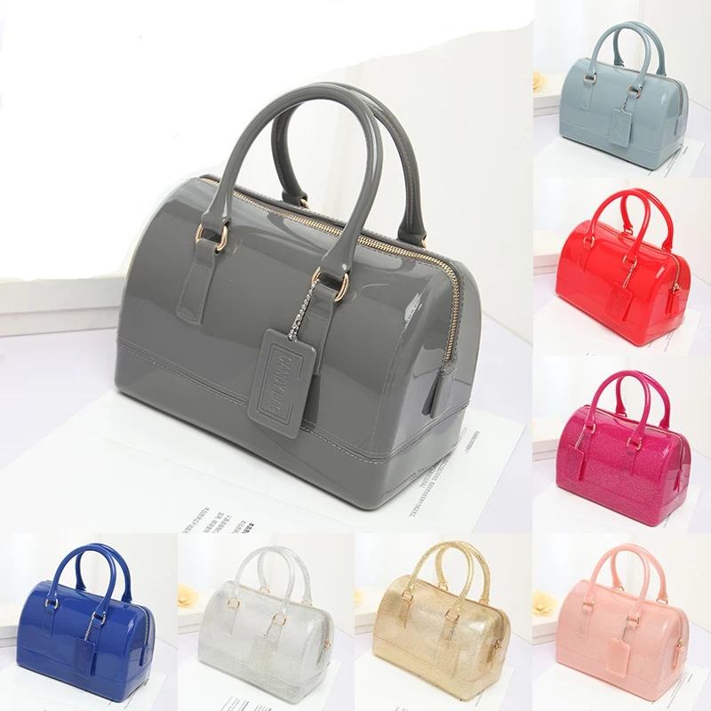 
glitter jelly bag tote bag clear pillow pvc candy jelly bag 