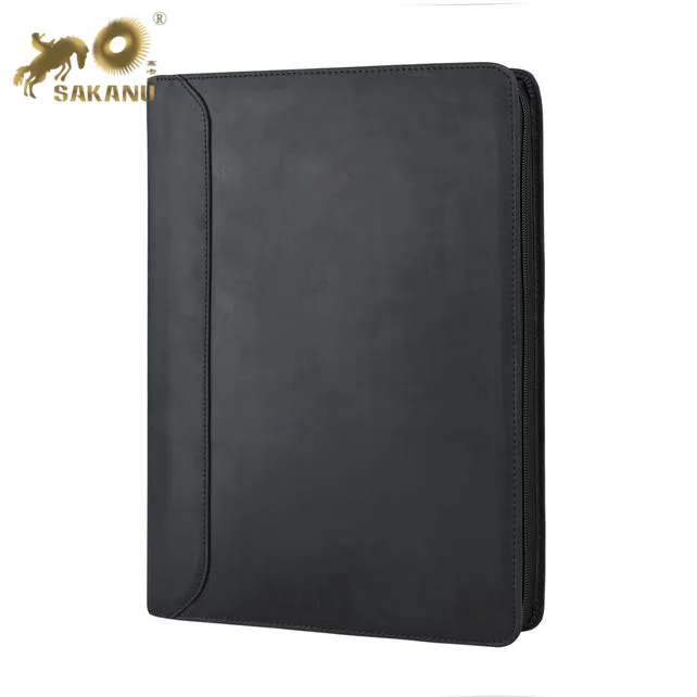 
Personalized Leather Portfolio, 3 Ring Binder Padfolio, Letter Size / A4 Document Organizer Folder 
