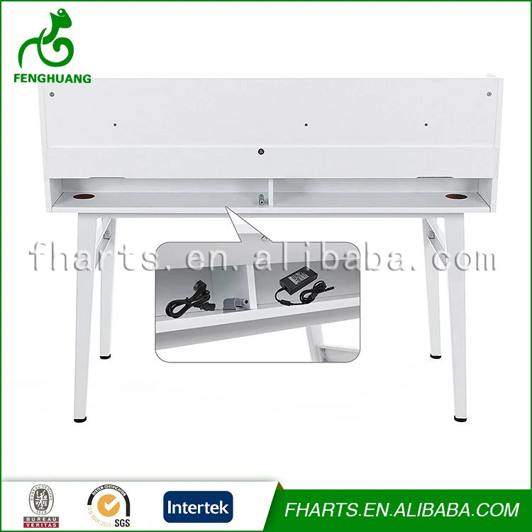 Modern Large White Wooden Dressing Table With Mirror and Chair