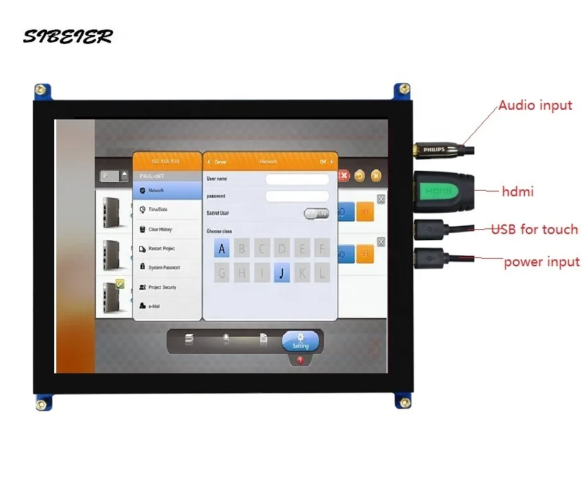 8 inch 1024*768 tft lcd display screen  with capacitive touch ad board support raspberry pi display