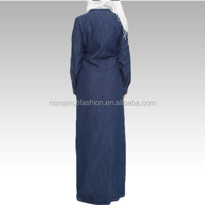 
front neck design denim maxi dress muslim patterns 