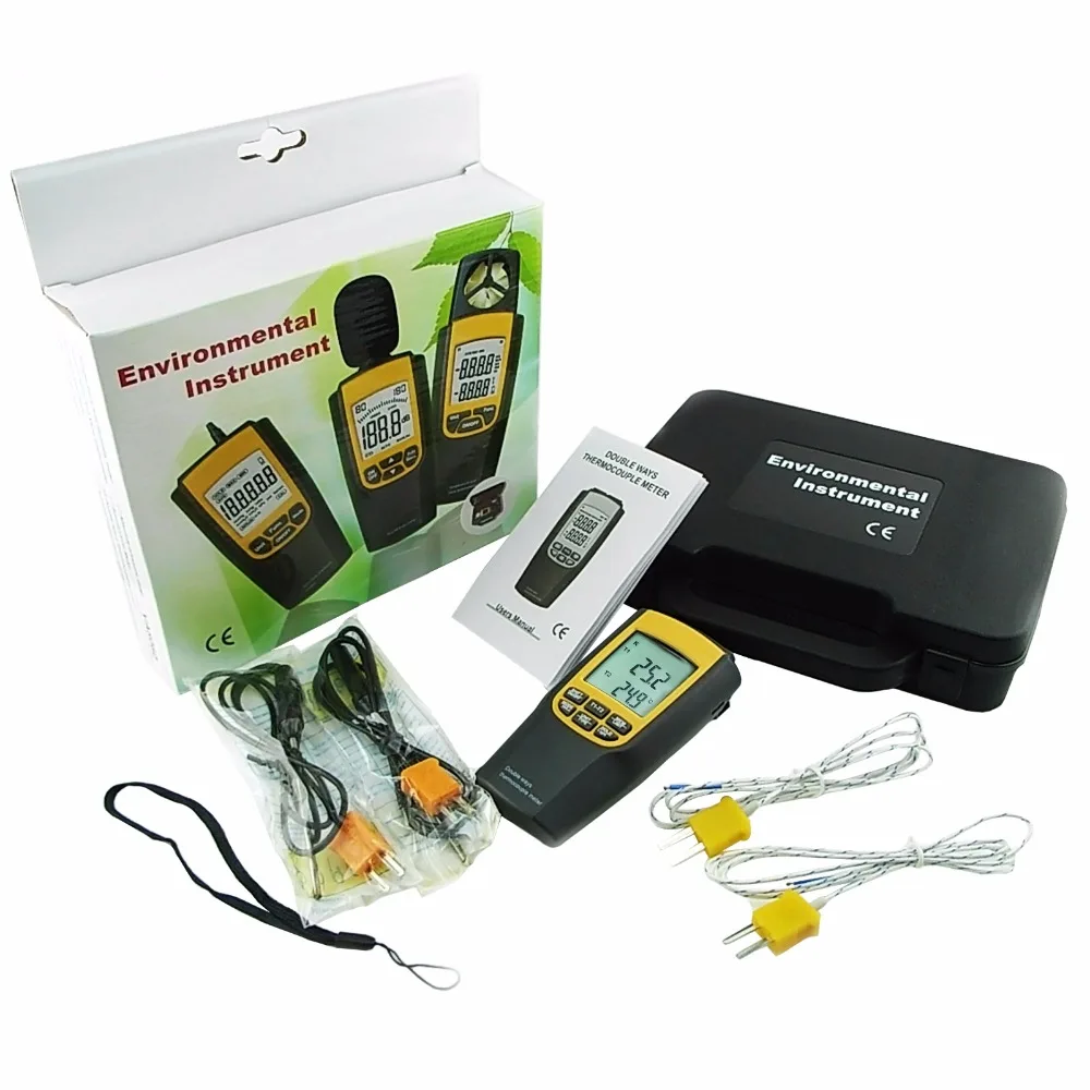 Digital K / J Type Thermocouple Thermometer 4 Probes Temperature Tester