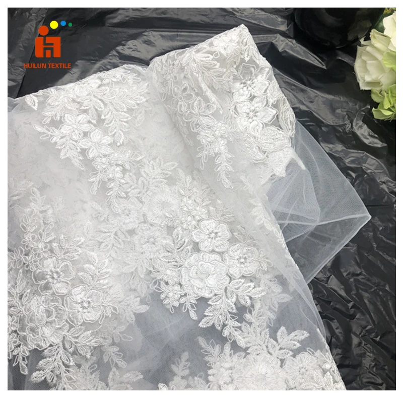 Cheaper Price Cord Lace Fabric New Design Embroidery Fabric White Cord Lace Fabric