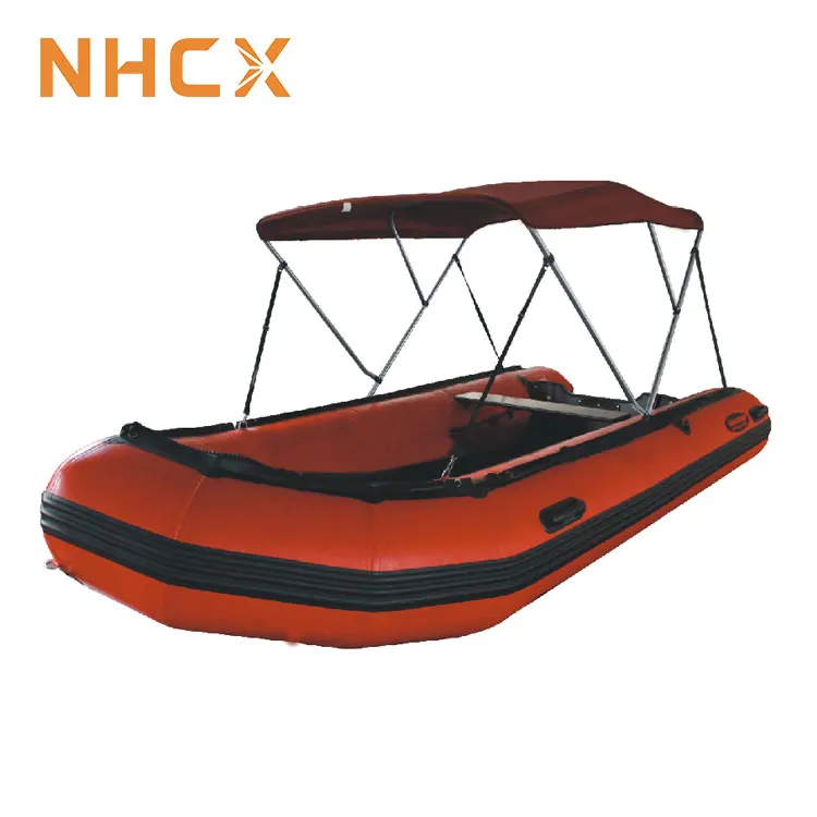 NHCX Boat tent 4 Bow Inflatable Boat Bimini Top with Rear Support Pole and Storage Boot