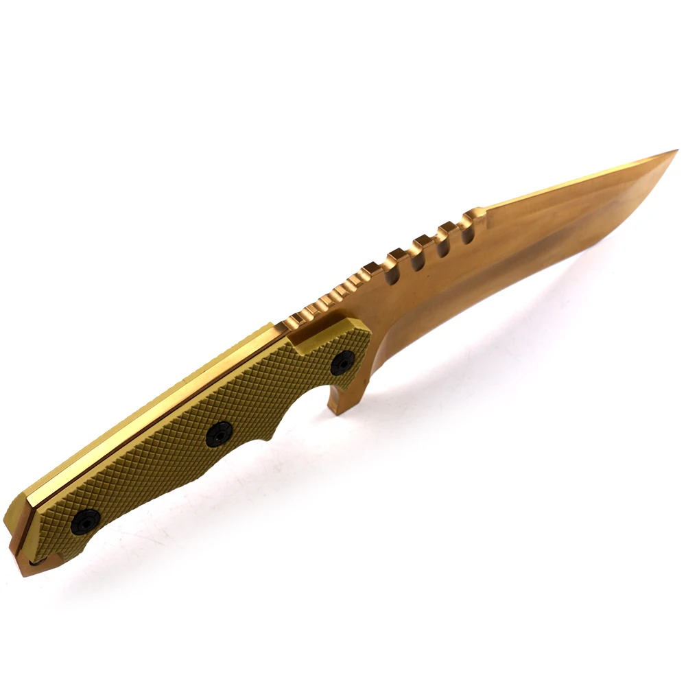 
Colorful titanium coating 5CR13MOV fixed blade knife hunting survival knife with ABS and glass fiber handle 