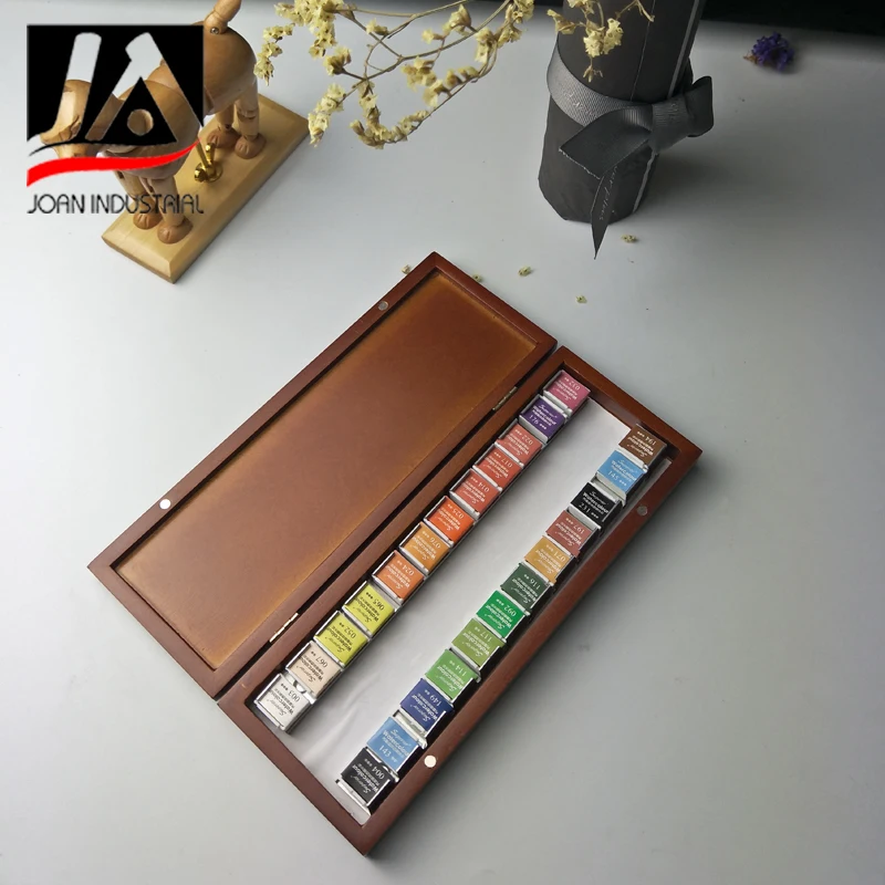 artist painting pigment solid watercolor paint wooden box set