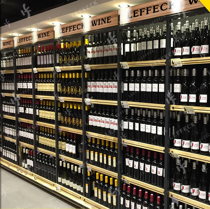 
Practical custom metal floor display rack with shelves for water wine bottles 