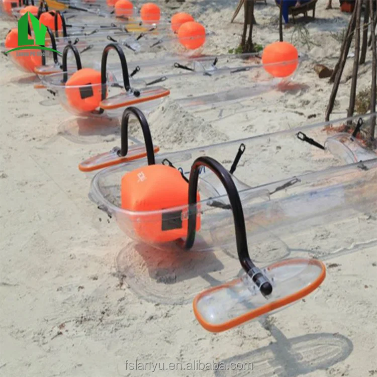 molded transparent glass bottom canoe kayak