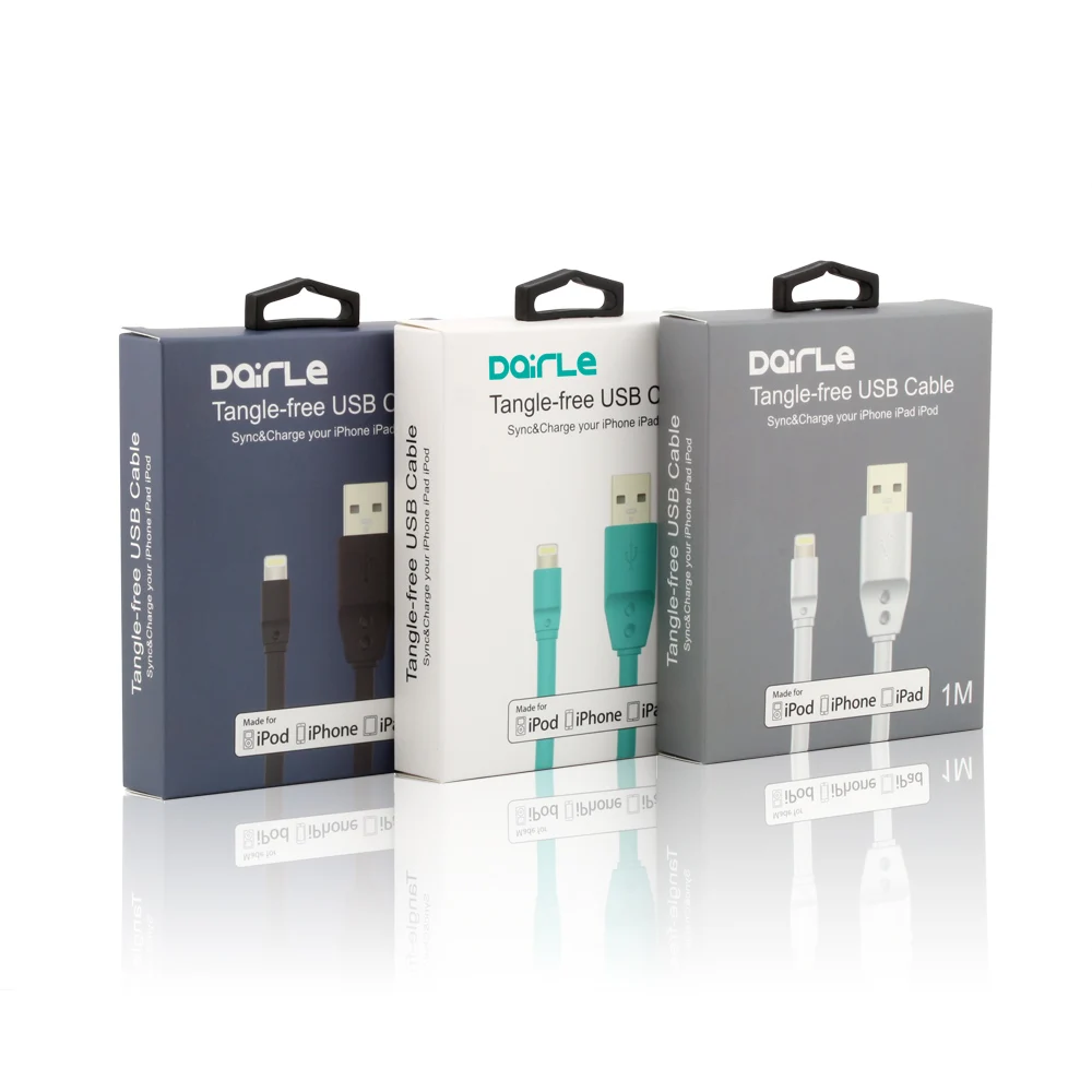 Запутывает свободную 3ft плоский MFI usb-кабель для iphone 8 Plus