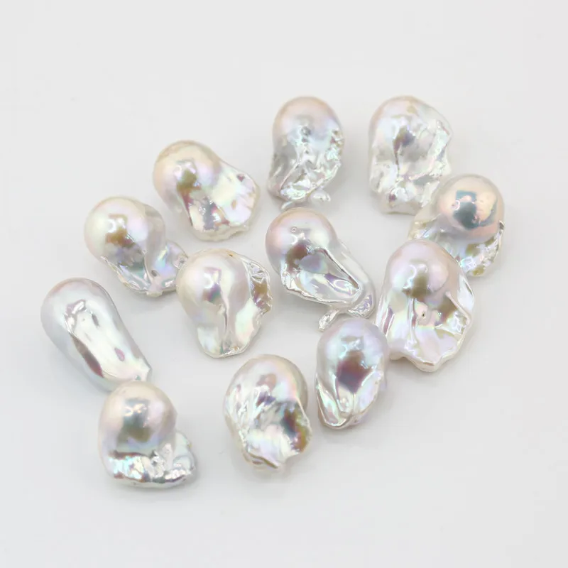 15-16x20-30MM nucleated nucleus nuclear fireball no hole half drilled large big size freshwater baroque natural real loose pearl