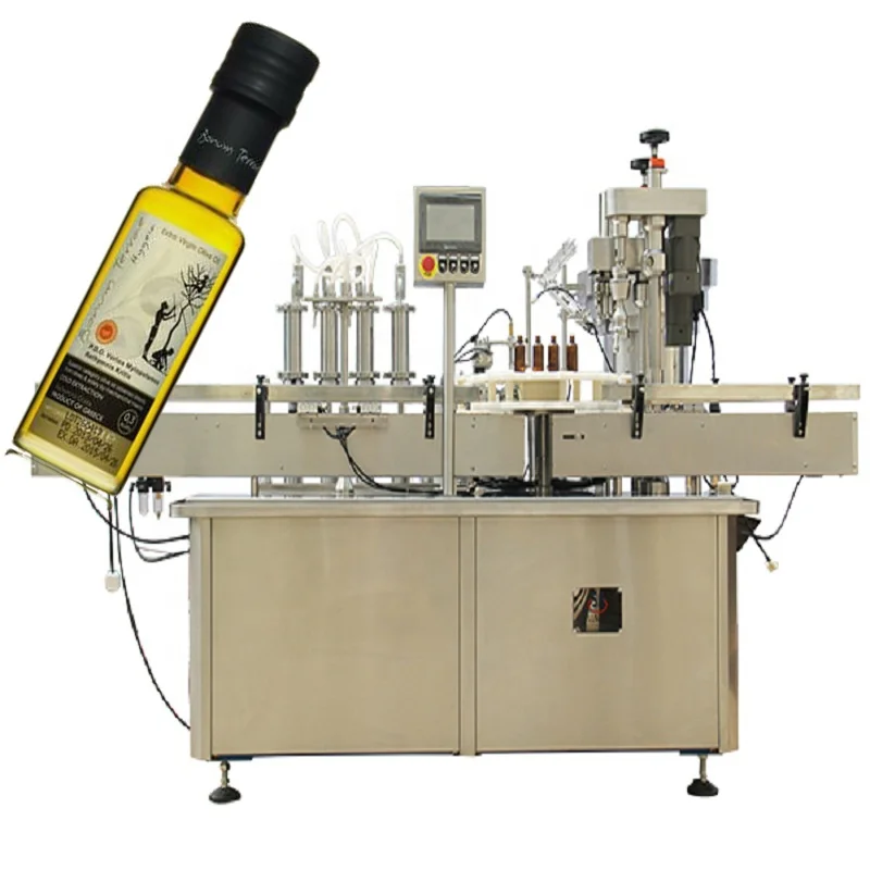 Lemon Oil Filling Capping Machine With Labeling  Coconut oil filling machine With Four head