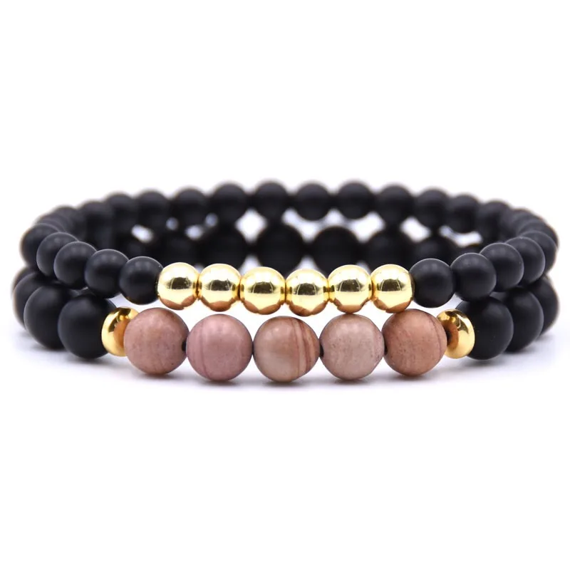 AFXSION High quality natural Stone Bracelet Alloy beads  Elasticity Rope Men Women Bracelet