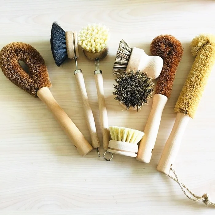 eco-friendly wood handle small wash brush for clean dishes kitchen brushes tool