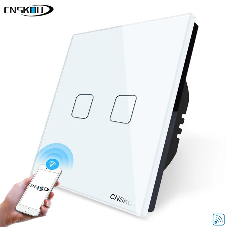 CNSKOU 2gang 1way Wifi Control  Light Switch Compatible With Ewelink Or Tuya app For Smart Home Alexa