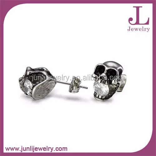 3D-панк Череп дизайн уха шпильки из нержавеющей стали серьги для мужчин