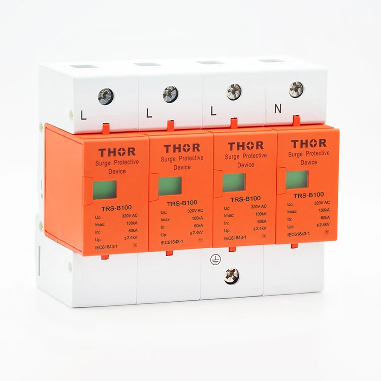 Устройство защиты от вспышки 100 кА стабилизатор напряжения 4 полюса SPD din рейка
