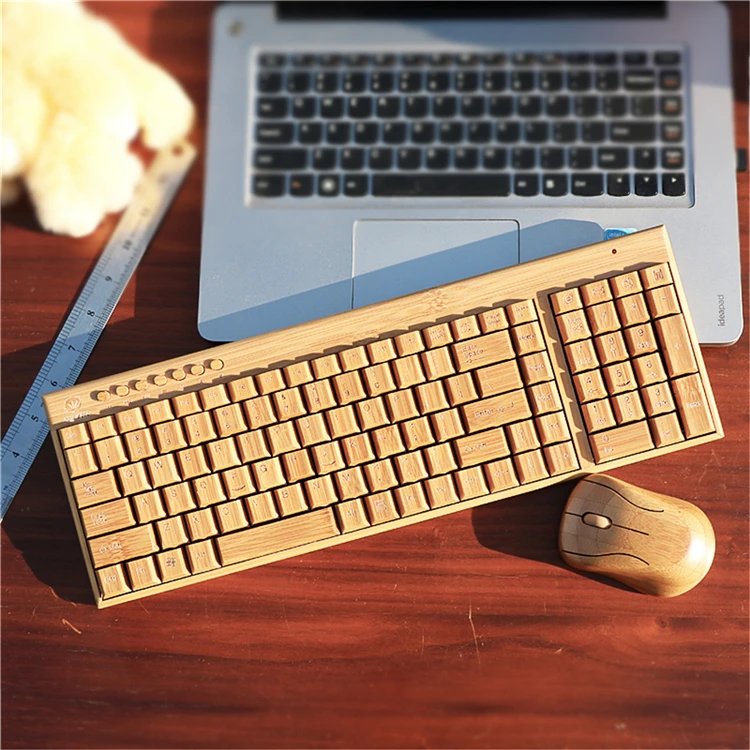 
 Лучший выбор, компьютерная клавиатура, мышь, ноутбук, Беспроводная usb бамбуковая клавиатура и мышь  