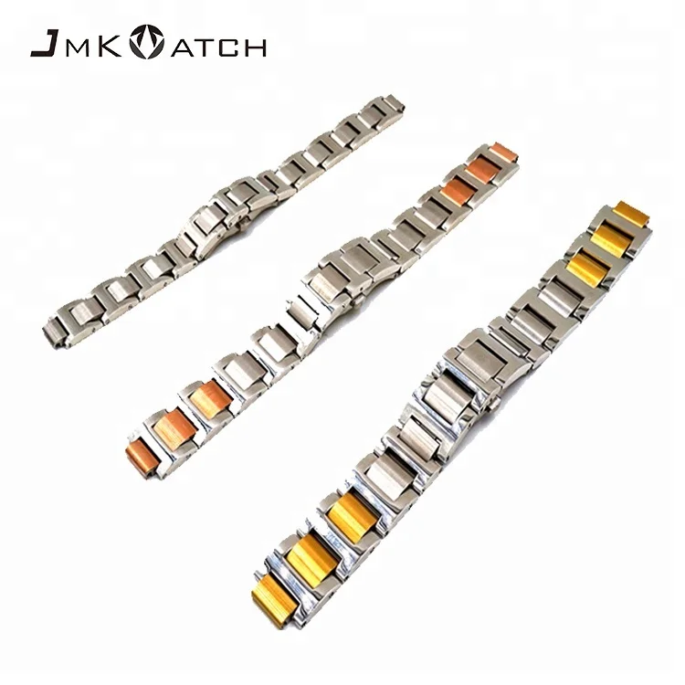 
Hot sale sliver mid gold wrist removable stainless steel watch strap with butterfly buckle strap for cartier watch 