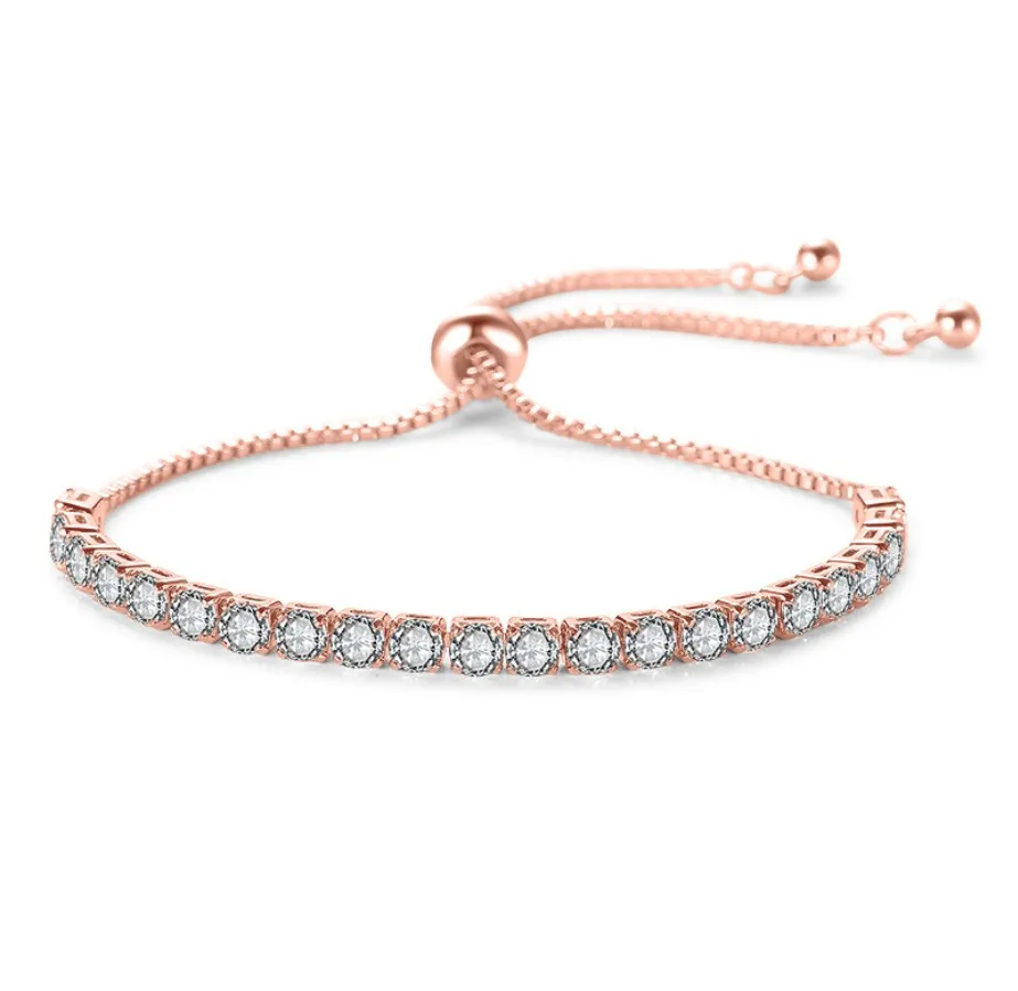 2022 New Arrival Fashion Adjustable Chain Bracelet for Women,Cubic Zirconia Rose Gold Gift Bracelet of Luxury Shining Jewelry