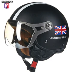 BEON White Cartoon Scooter Motorcycle Half Face Vintage Helmet Moto Casque Casco motocicleta Capacete Vespa Helmets Light Weigh