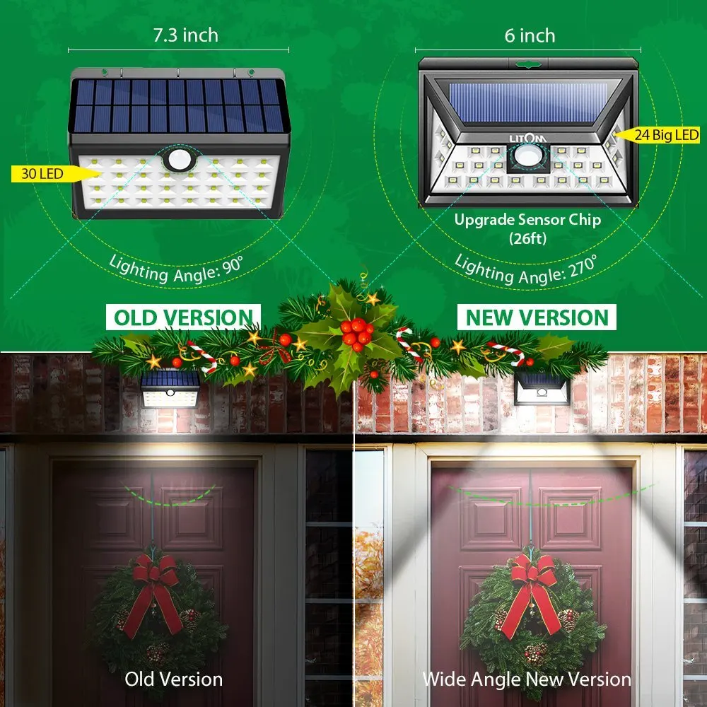 solar security motion sensor bright light for wall pool garage garden