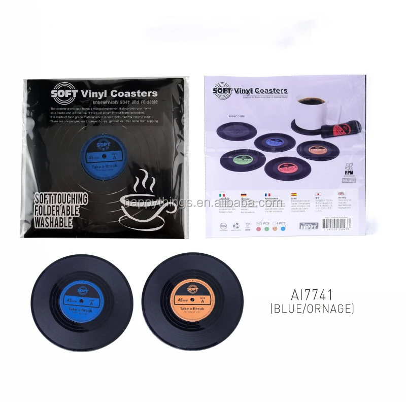 Custom made Kitchen Gadget CD Record Vinyl Anti-Slip Silicone Rubber Coaster