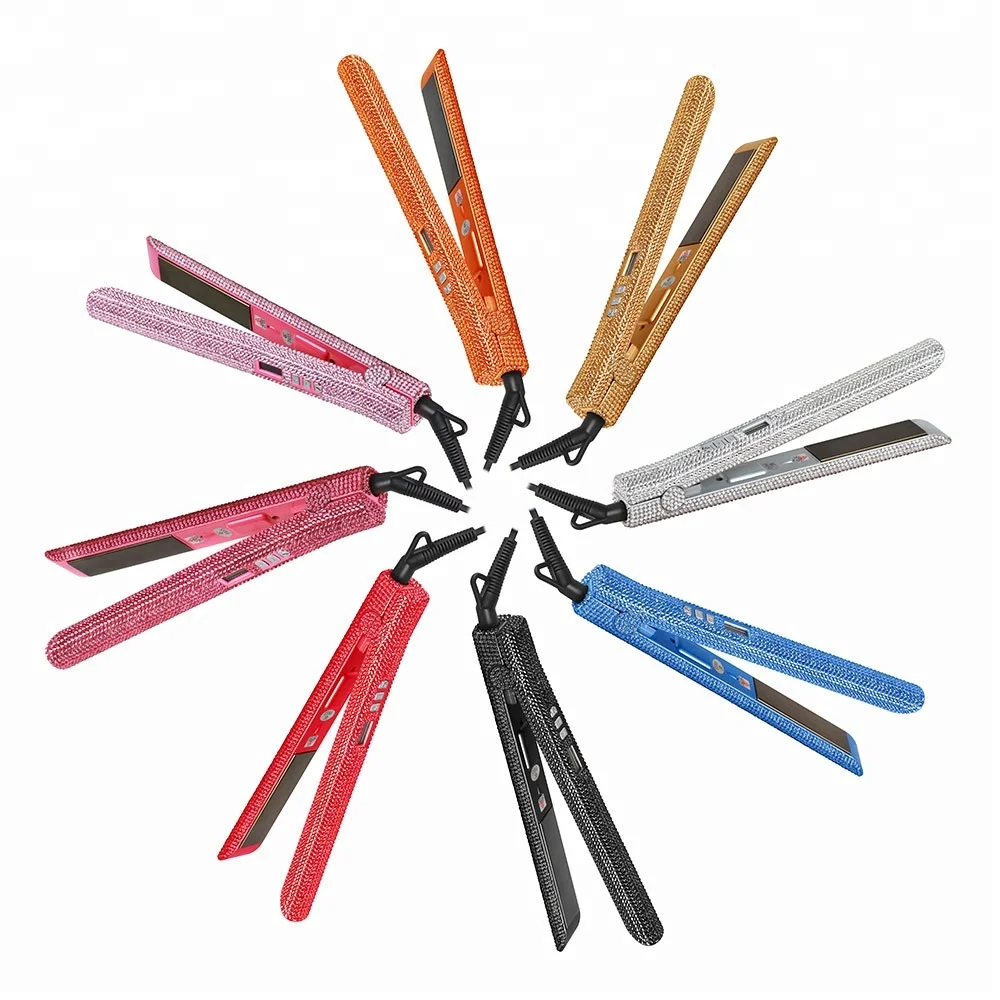 Wholesale crystal hair straightener bling bling private label flat irons