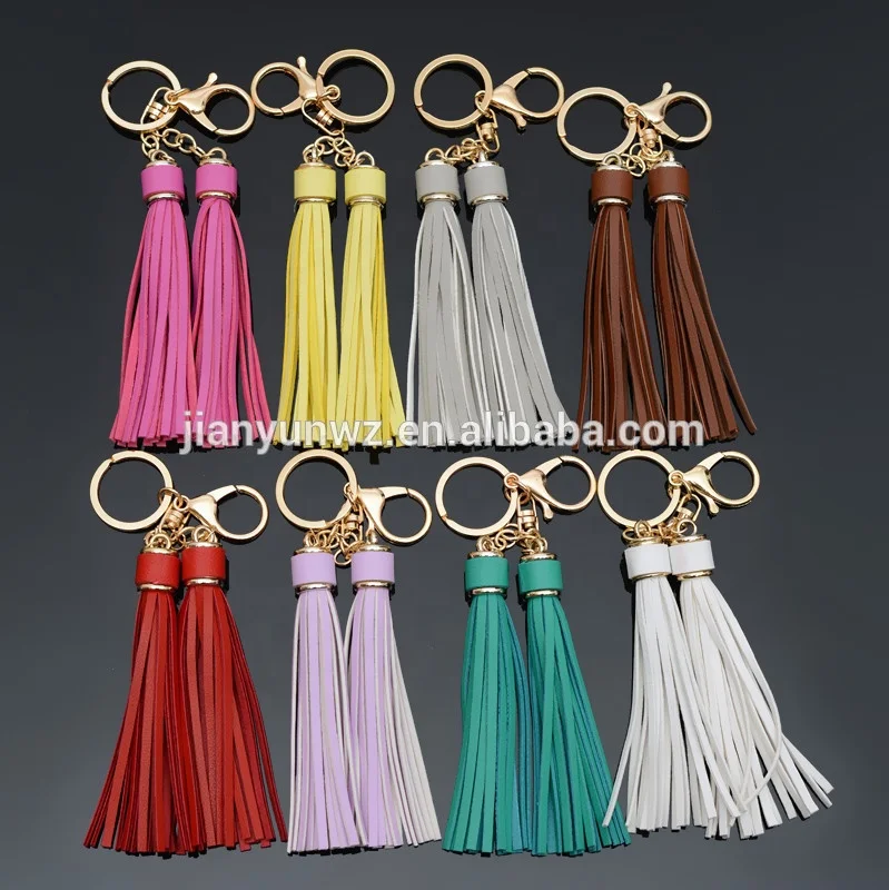 leather handbag tassel with key chain key finder