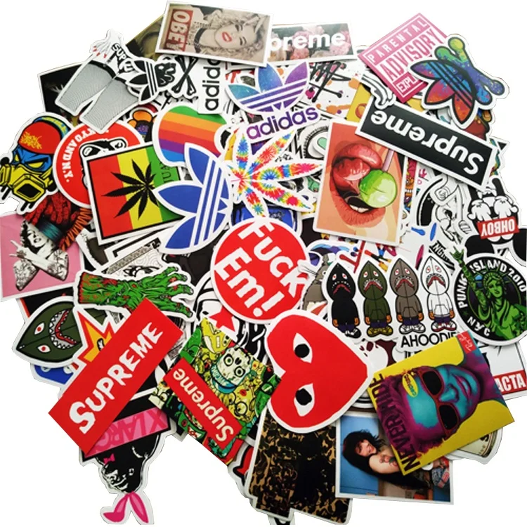 
Custom Durable Die Cut Vinyl Removable Skateboard Band Laptop Bomb Decal Stickers 