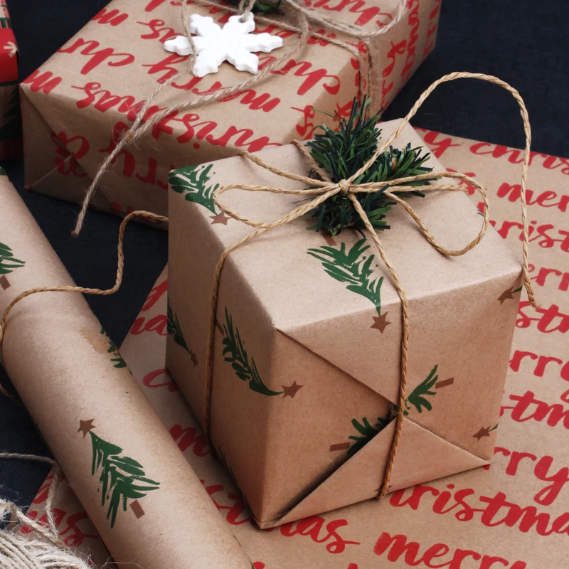 
Wholesale Brown Kraft Paper Roll Christmas Themed Printed Gift Wrapping Paper 