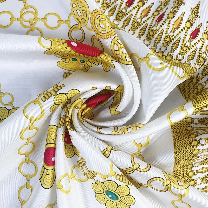 Custom Print Personalized 100% Silk Twill Neckerchief Scarf With Hand Rolled Hem