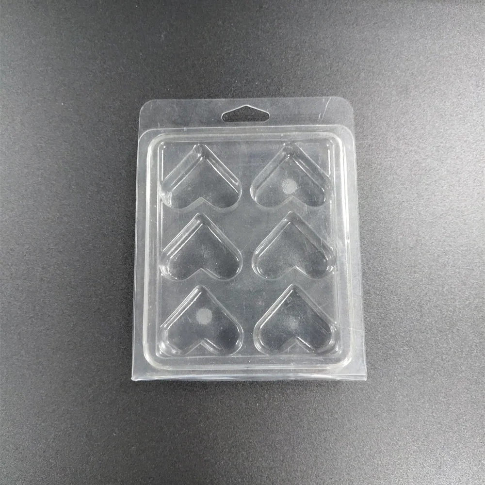 High quality strong cavities for hot wax melts clamshell packaging custom PET clamshell packaging with heart shape cavities