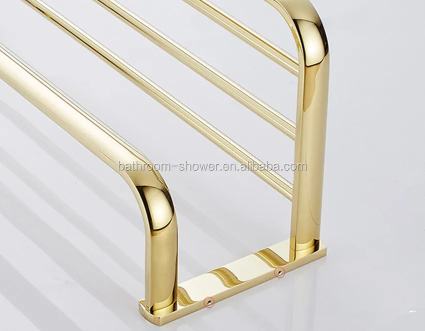 
Hotel Bathroom brass Gold fashion Bath towel rack,shower double towel holder 