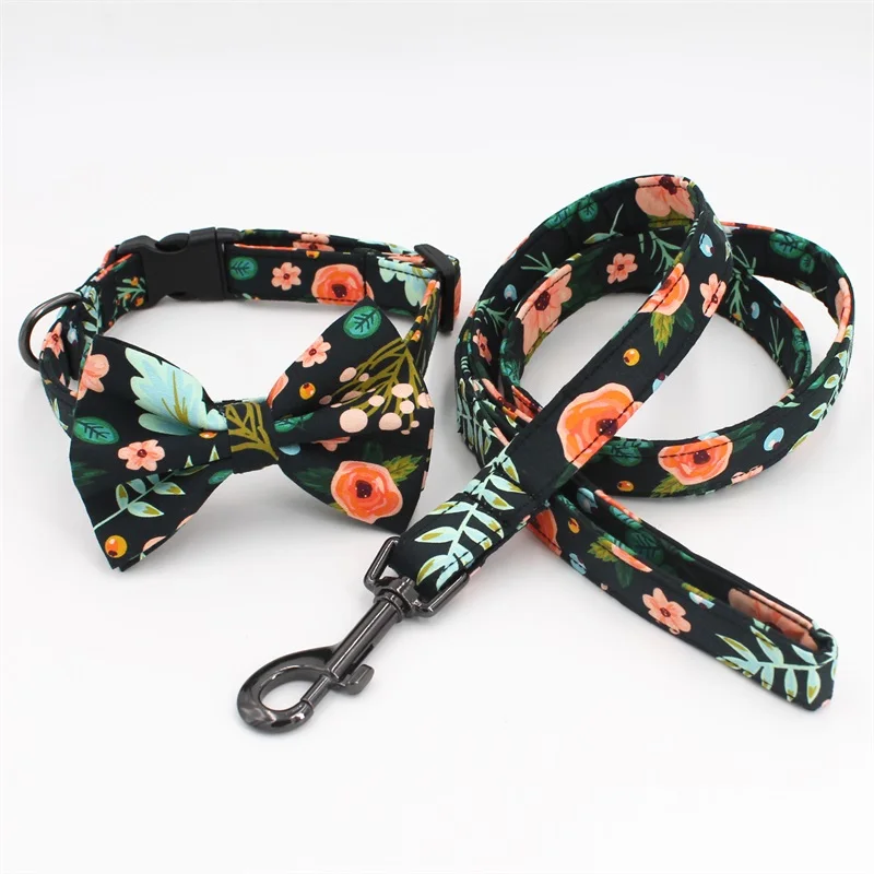 
floral personalized pet bow tie dog bandana collar with handmade wholesale for holidays gifts 