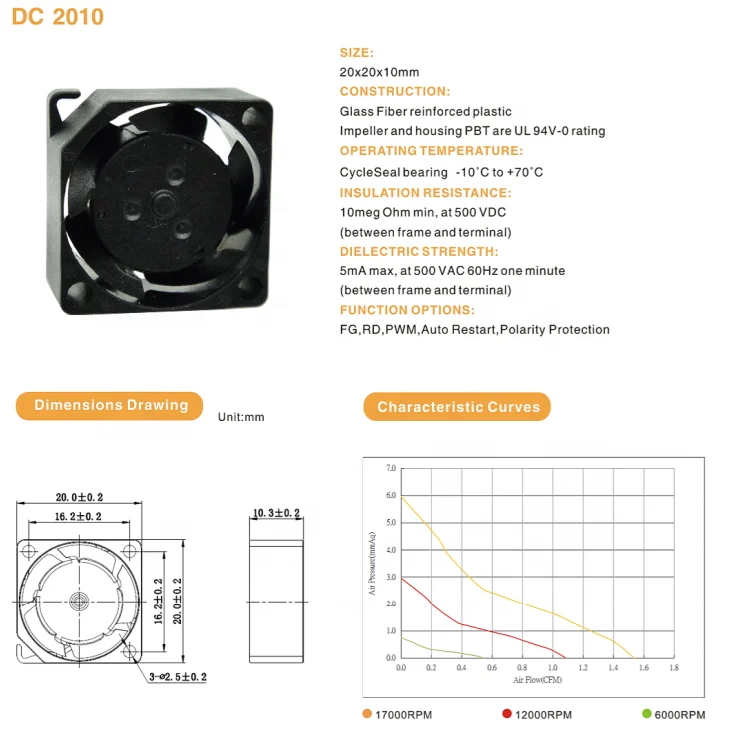 small fan 20mm  20x20x10mm 5v 12v dc brushless cooling fan price