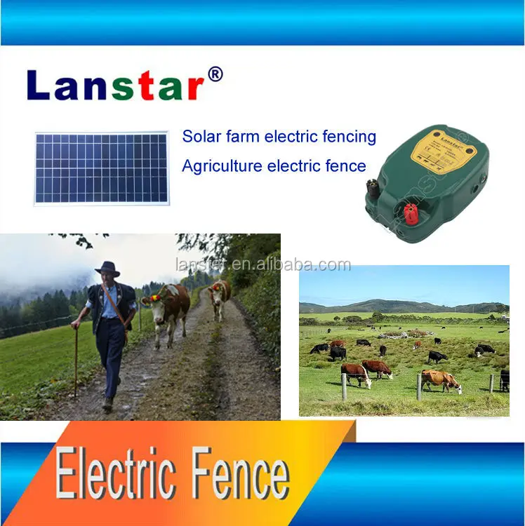 10km Electric Fence Energizer / Charger / Controller for Cattle and Other Animals, Solar Battery or AC Mains Power IP55